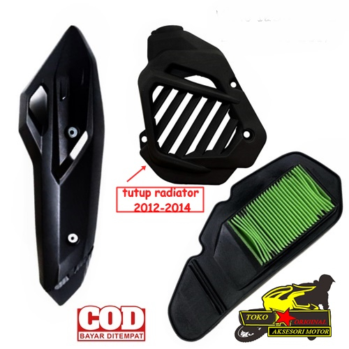 Paket Cover tameng pelindung  Vario 125 150 2015 - 2017 + Cover Knlpot + Oli Gardan + Tutup Radiator 2012-2014 + Filter Udara