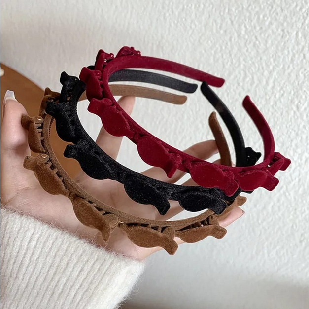 Bando Rambut Wanita 2in1 Jepit Bludru Premium Aksesoris Fashion Wanita Korea HOPYLOVY