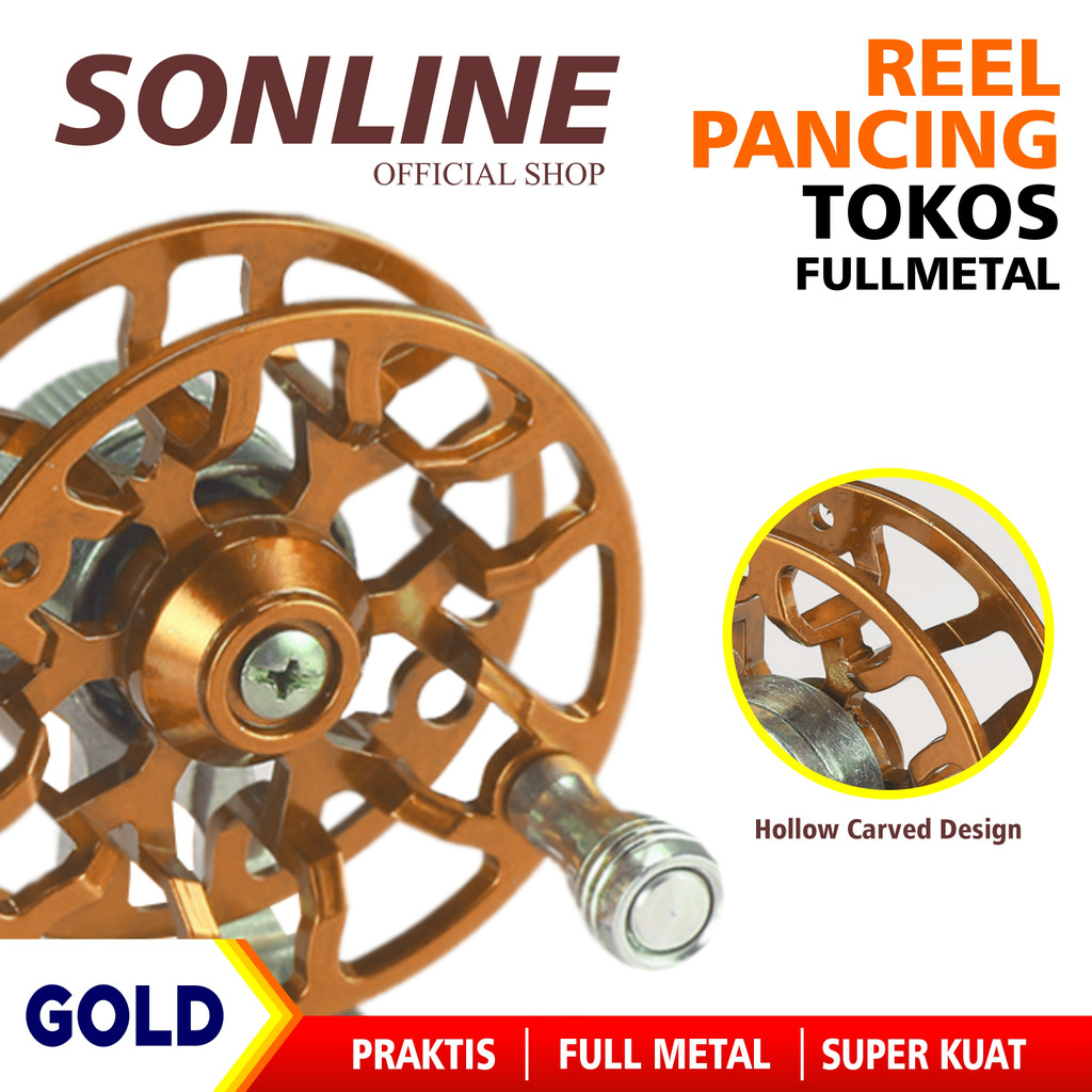 SONLINE Reel Pancing Tokos Katrol Kerekan Pancing Fishing Material Full Metal Reel Tokos FD50