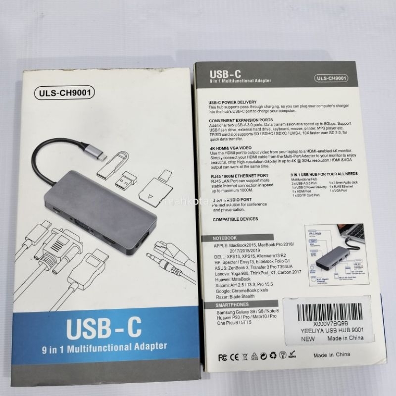 YEELIYA USB HUB USB C ULS-CH9001 9 in 1 Multifunctional Adapter