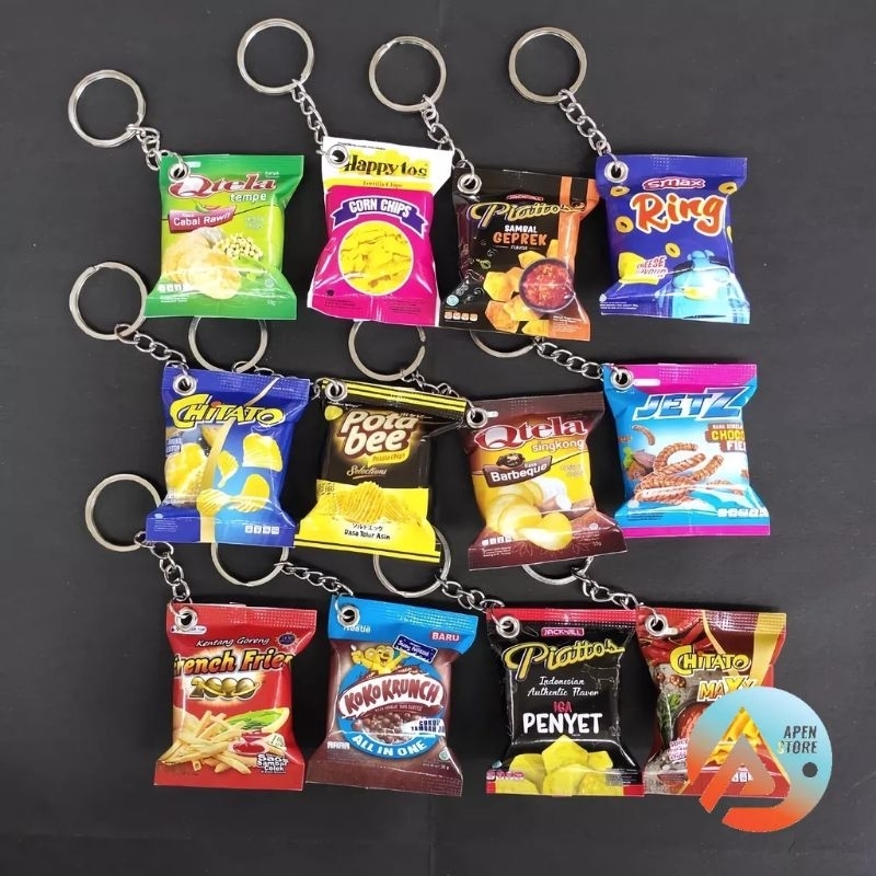 Gantungan Kunci Snack Snek Cemilan Biskuit Kopi Susu Teh Miniatur / Ganci Gantungan Kunci Murah