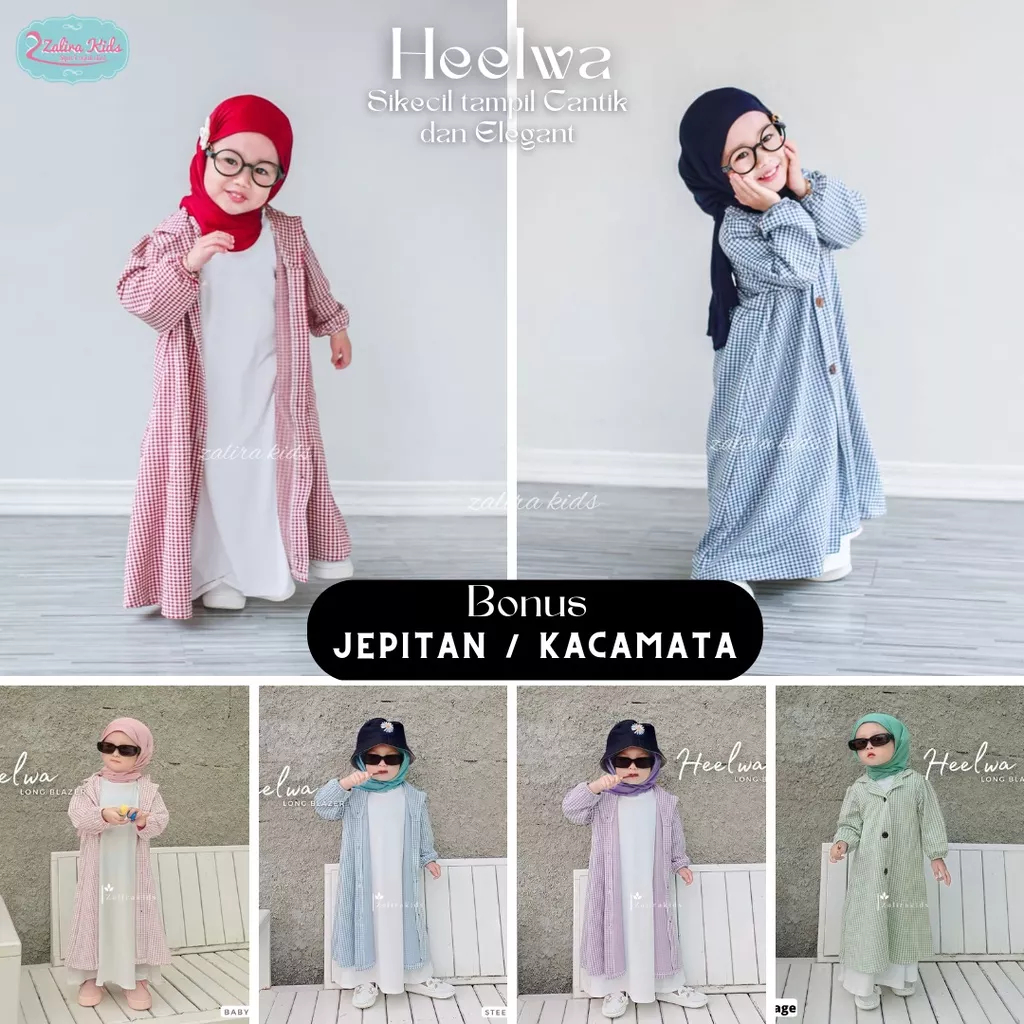 Heelwa series Gamis Lebaran Anak Perempuan 2023 terlaris Usia 1 sampai 7 tahun Original Agen Zalira 
