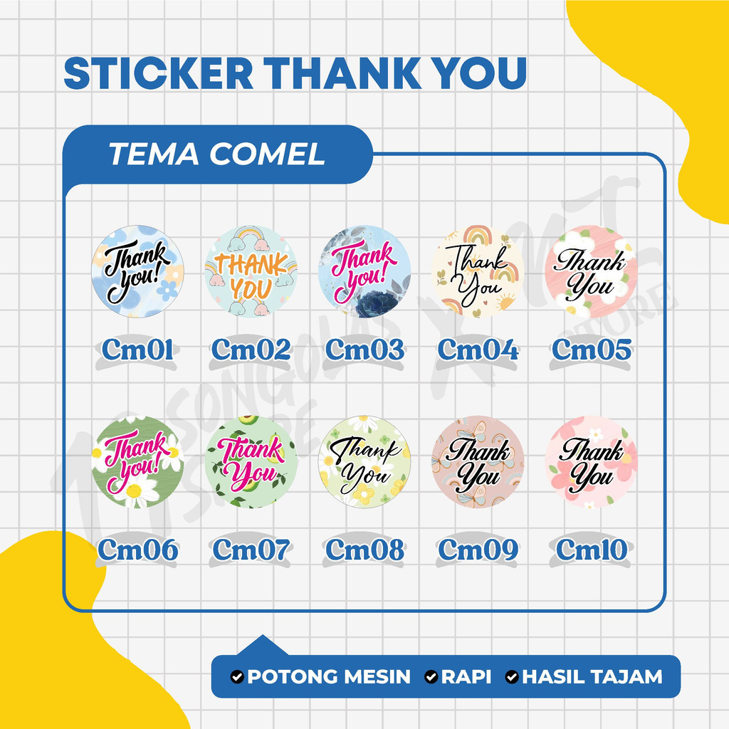 

STICKER LABEL THANK YOU TEMA COMEL