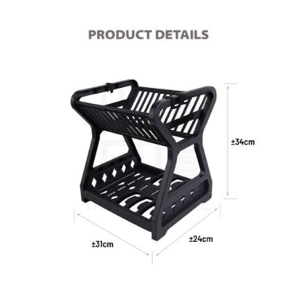 Rak Wadah Piring Mangkok Gelas Plastik 2 Susun / Tempat Pengering Cuci Susun Piring / Rak Penyimpanan Organizer Dapur Minimalis / Dish Drying Rack 2 Layer Tirisan Cucian Air Gantungan Serbaguna [MF]