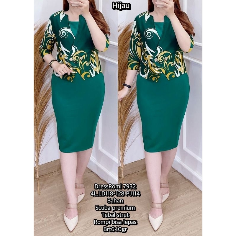 Dress Scuba Rompi Mewah JUMBO /ld 118-128