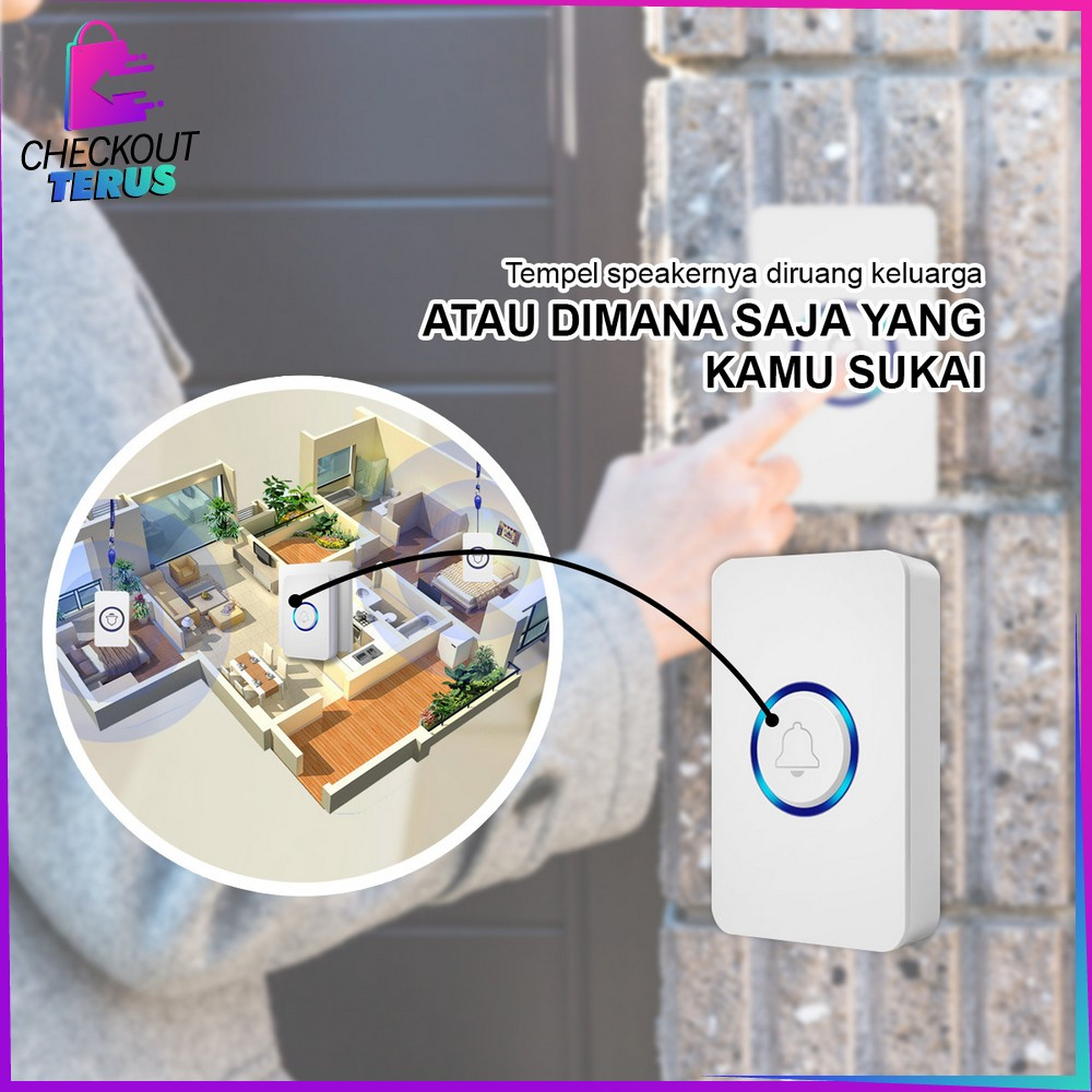 CT C847 Bel Rumah Wireless Tanpa Kabel Nirkabel Waterproof Remote 1 Transmitter 1 Receiver Door Bell Rumah Kantor