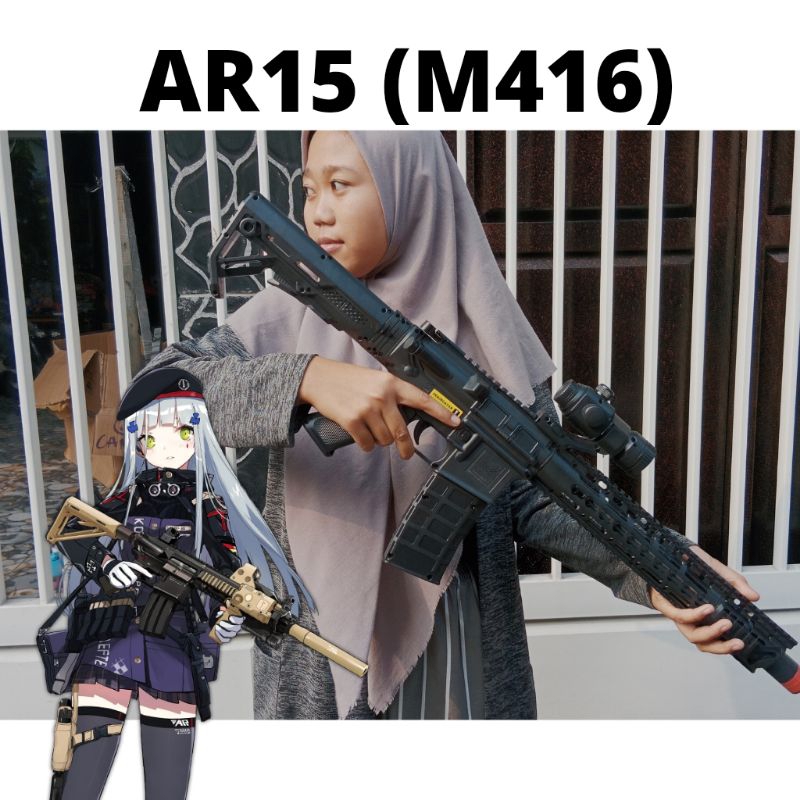 +PEMBERAT MAINAN AR15(M416) REPAINT FULL BLACK STANDAR SNI