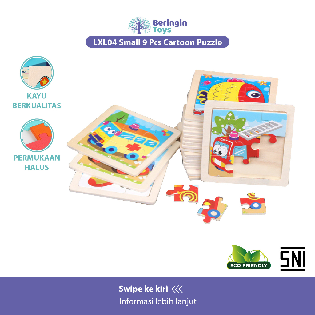 Mainan Edukasi - Wooden Cognitive Puzzle Kayu / Mainan Montessori Anak / 3D Jigsaw