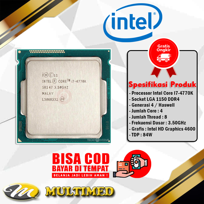 Processor Core i7 4770K Untuk Socket LGA 1150 Haswell / Generasi 4