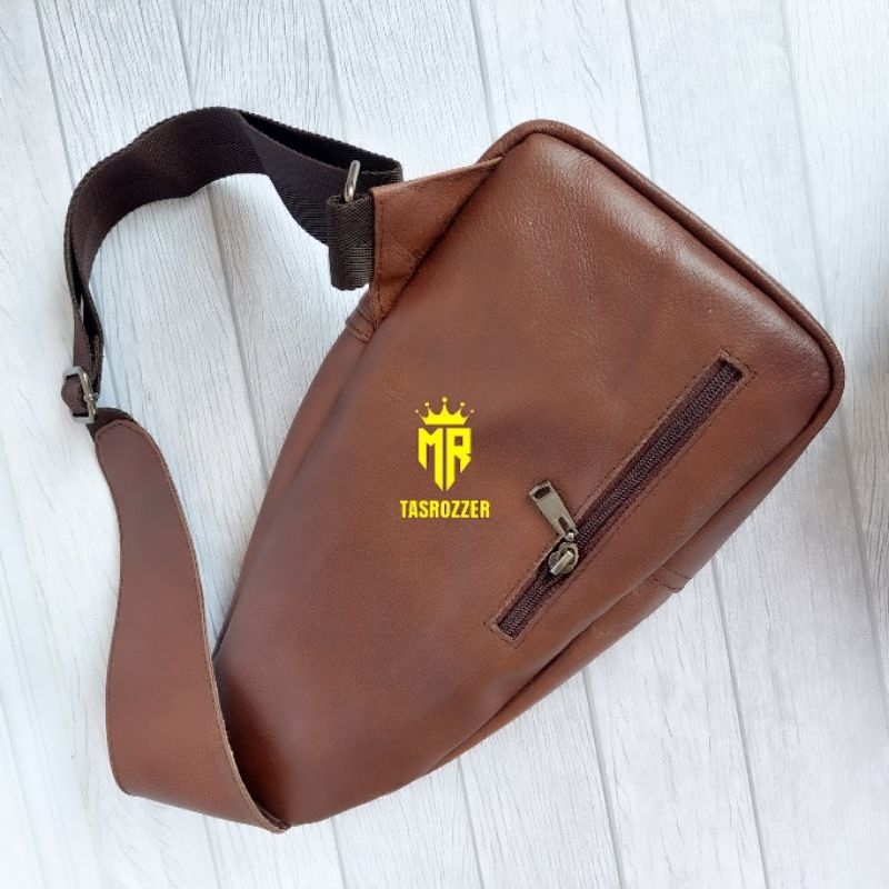 Tas selempang pria kulit domba ringan tapi kuat | waistbag kulit domba