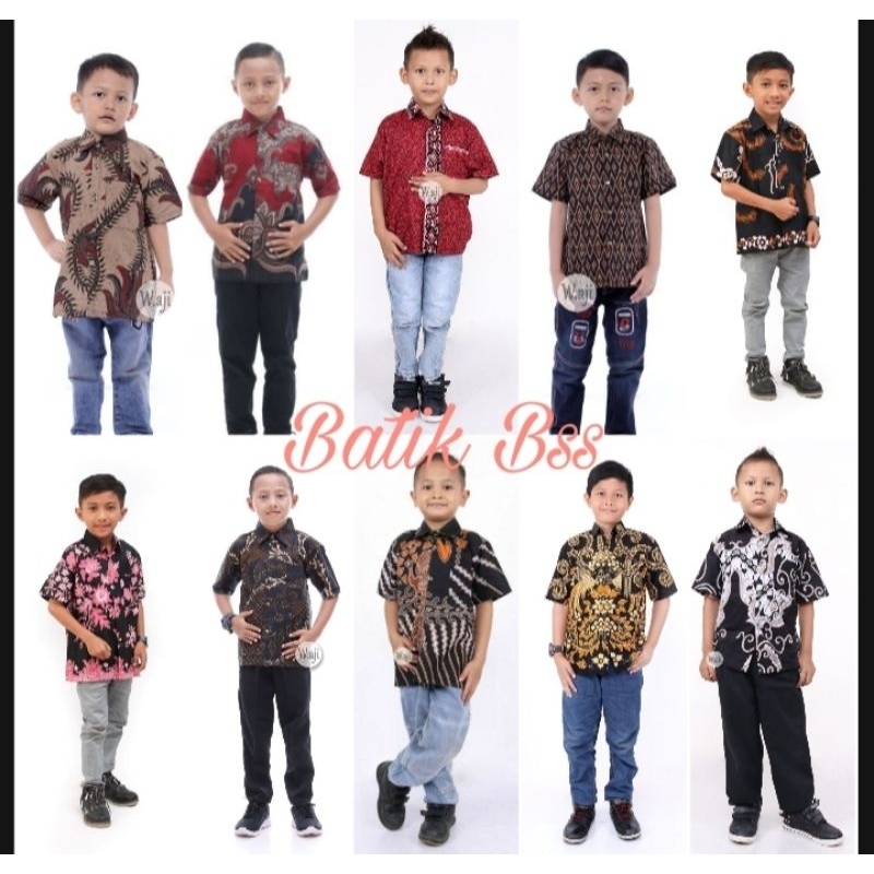baju batik Anak laki umur 2-12 th Terbaru/ Atasan Hem kemeja