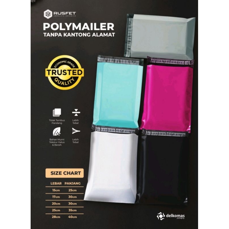 

plastik polymailer, plastik olshop low cost 17x25cm putih