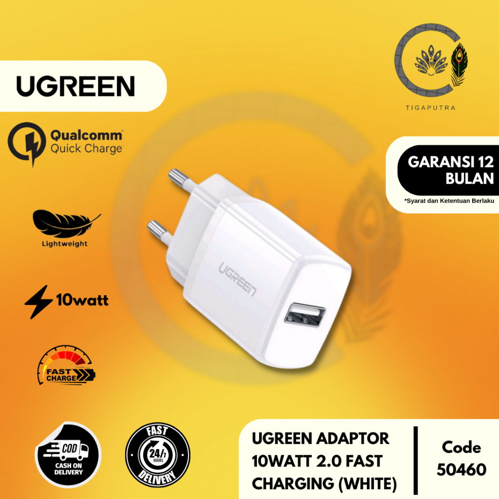 UGREEN Kepala Charger 10.5 Watt USB A Quick Charger Universal Iphone / Android - Charger Original