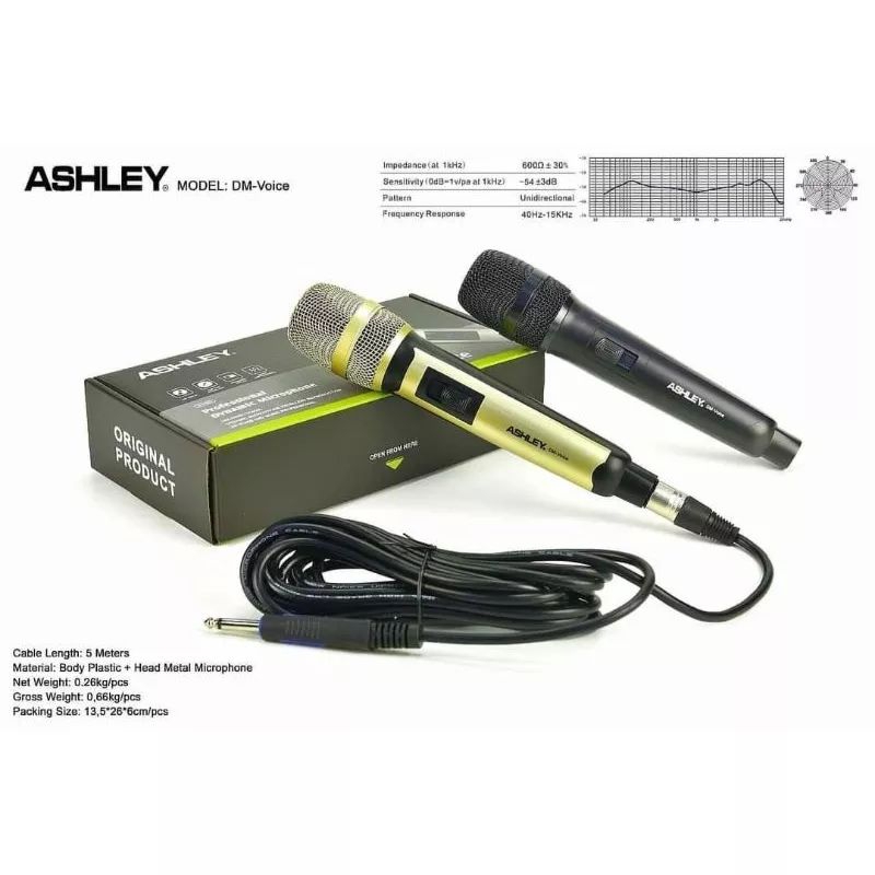 MIC ASHLEY DYNAMIC MICROPHONE KABEL ASHLEY DM VOICE ORIGINAL