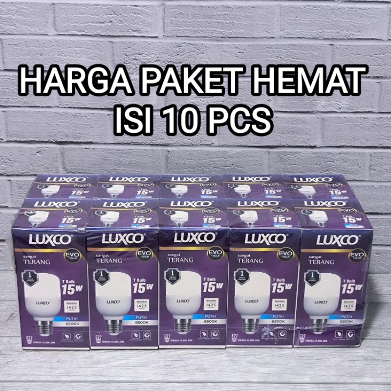 PAKET ISI 10PCS LAMPU LED T BULB LUXCO EVO 15W PUTIH SNI BAGUS TERANG