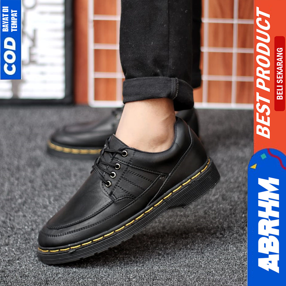 ABRHM Sepatu Formal Pantofel Docmart Casual Kulit Kerja Hitam Pria NEZUKO