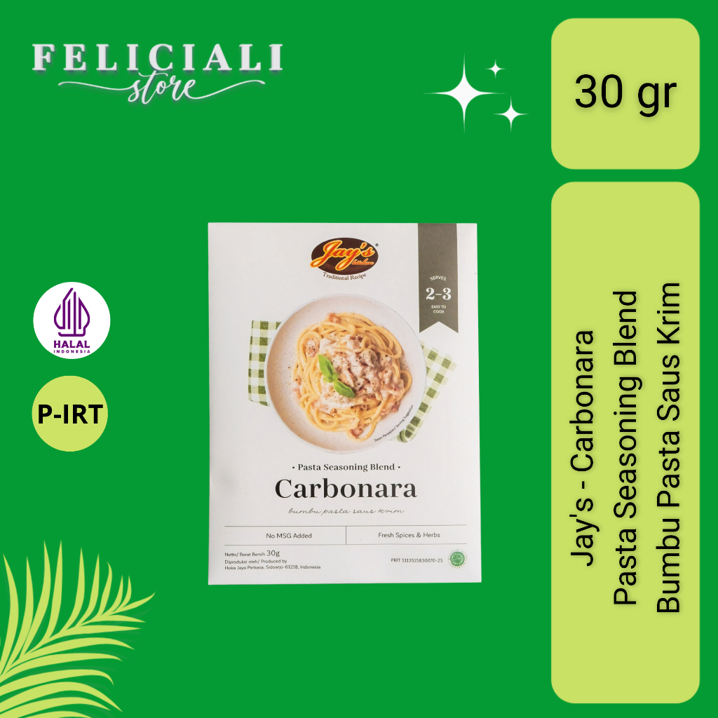 

Jay's - Carbonara Pasta Seasoning Blend - Bumbu Pasta Saus Krim - 30 gr