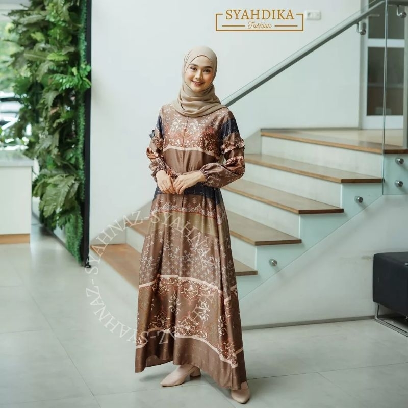 GAMIS MAXMARA PREMIUM, gamis busui motif syahnas size M-XXL