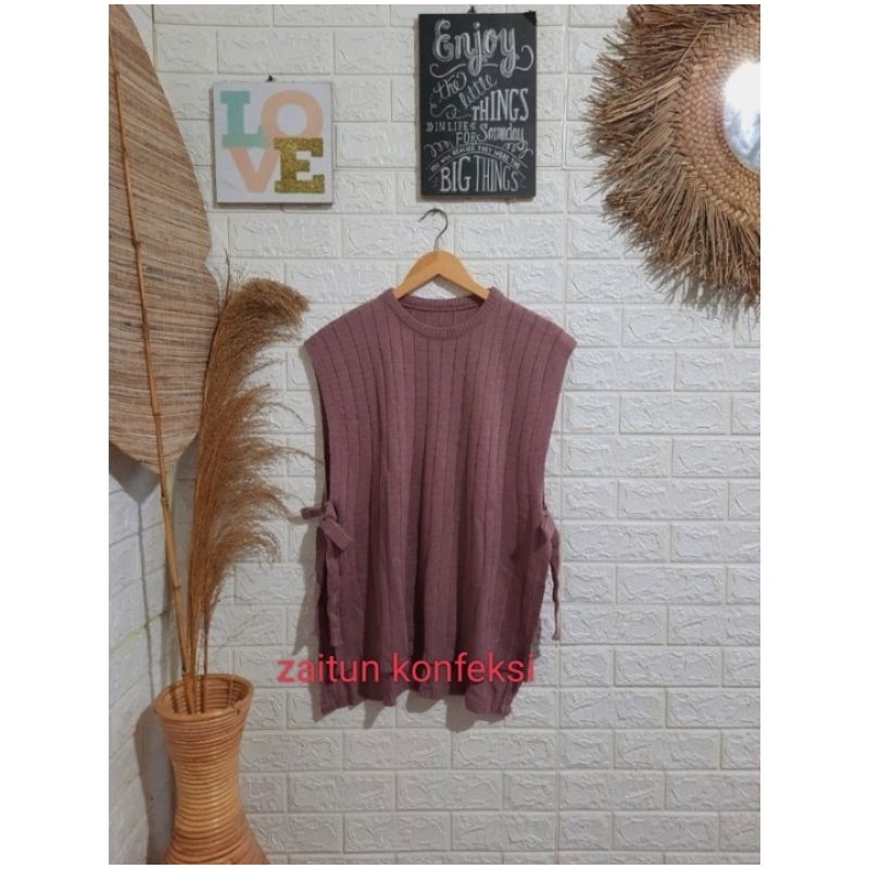 vest rompi wanita tali lace knit premium // vest wanita kekinian terbaru