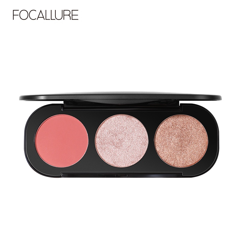 FOCALLURE Blush on Highlighter Eyeshadow 3in1 Palette Celebshine