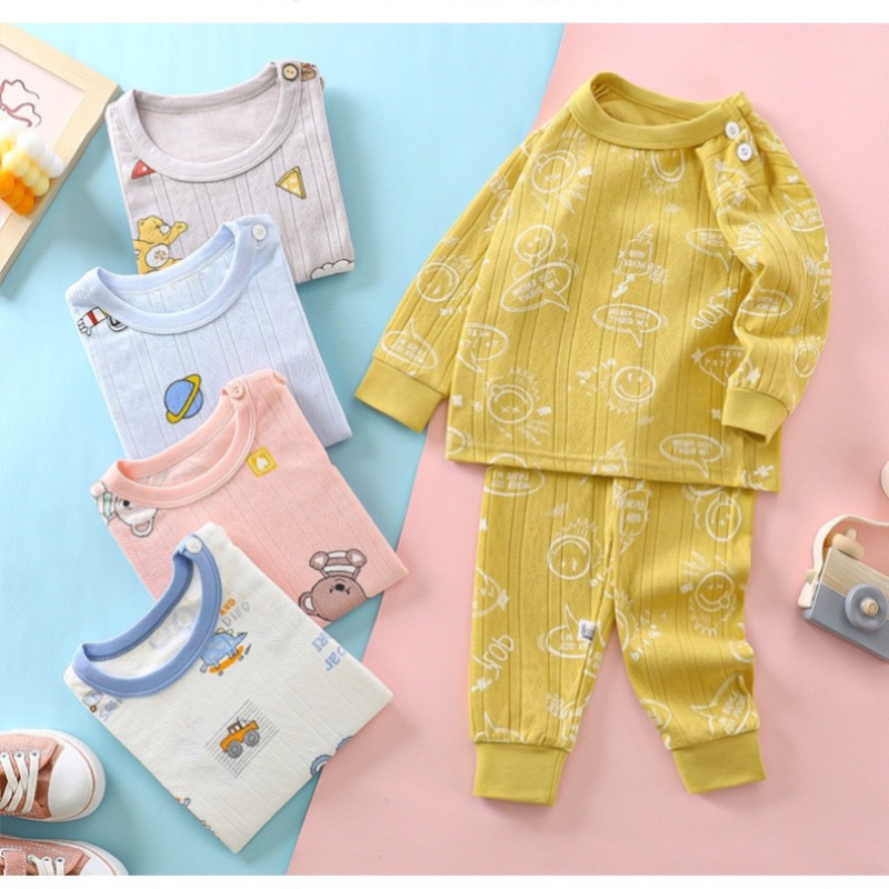 Setelan Lengan Panjang Premium Anak Laki Laki Perempuan Import / Setelan Piyama Anak Import / Baju Tidur Anak