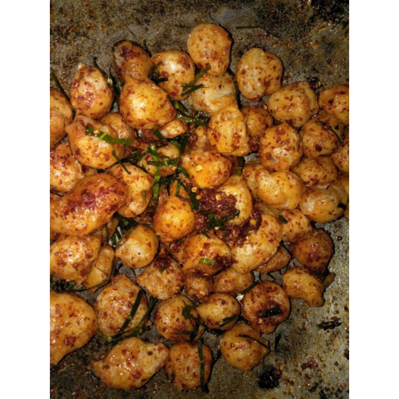 

Siomay kering original daun jeruk 1kg / Siomay mini pedas daun jeruk