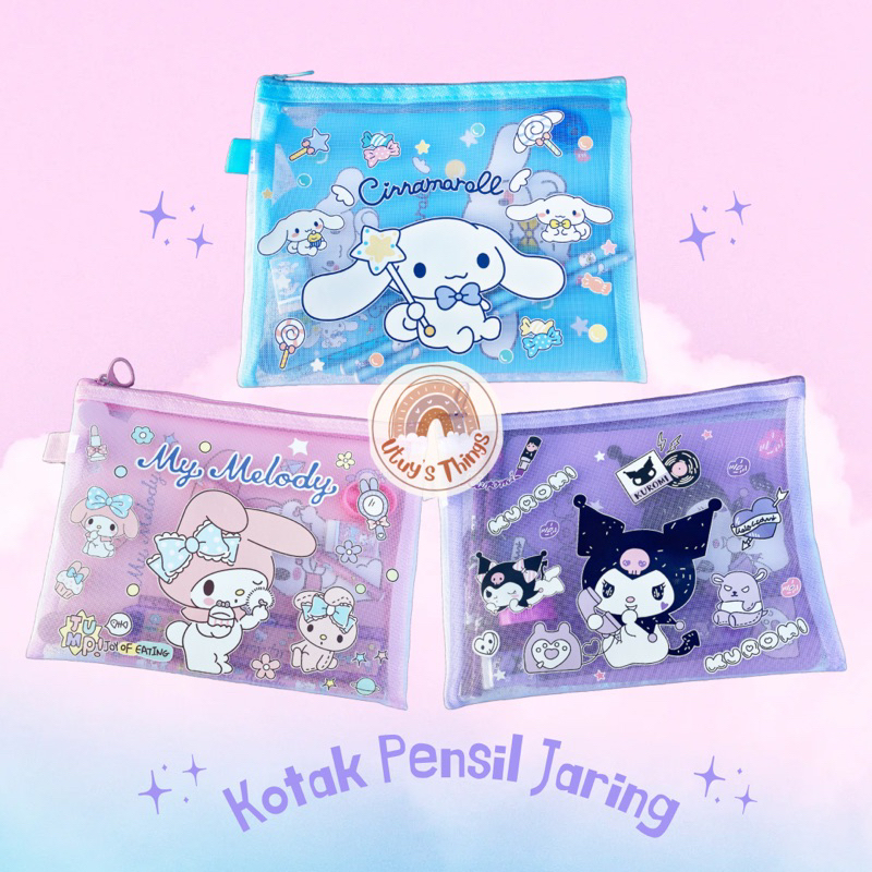 

Kotak pensil jaring sanrio kuromi / melody / cinnamoroll