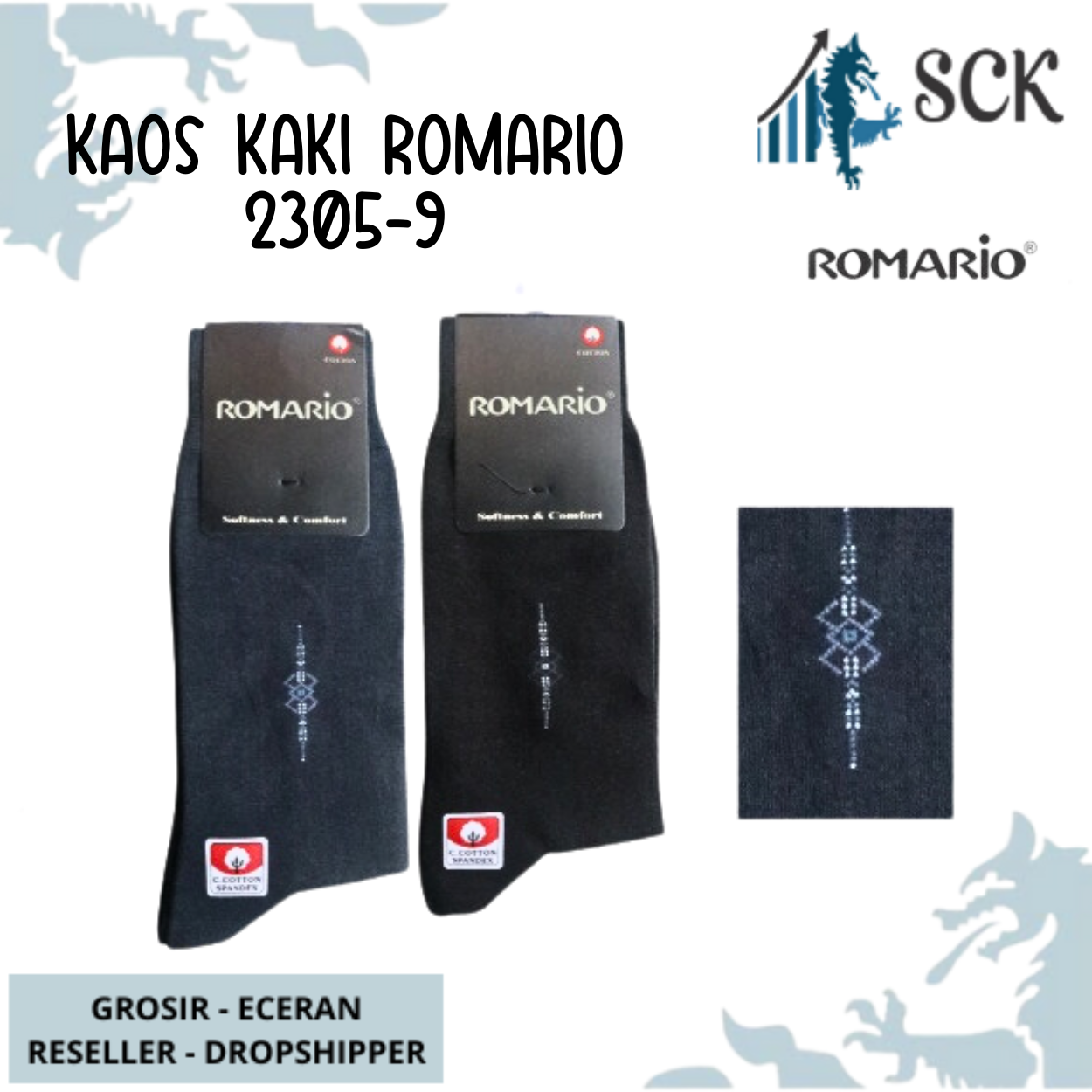 Kaos Kaki Pria ROMARIO 2305-9 / Kaos Kaki Kerja Kantor Pria / Pakaian Kantor - sckmenwear GROSIR