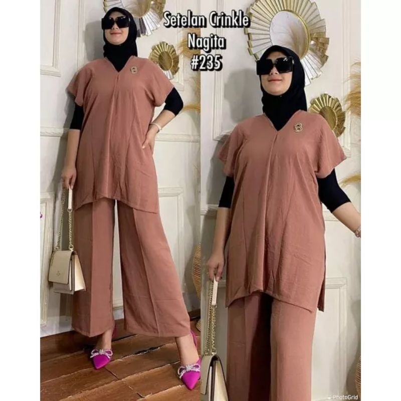 One Set Setelan Crinckle Baju Santai