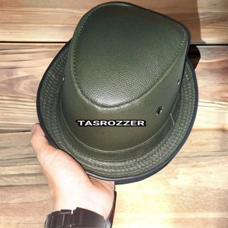 Topi tompi fedora kulit asli kualitas super l tompi kulit