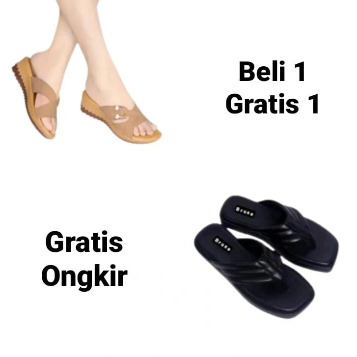 Wedges Wanita Kickers Sandal Wanita Kekinian Beli 1 Bonus 1