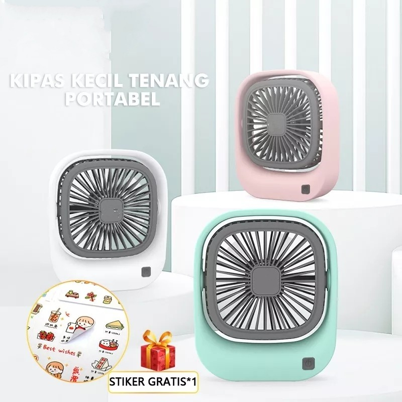 Kipas Angin Portable Kecil Meja Duduk Mini Fan Kotak USB Charger