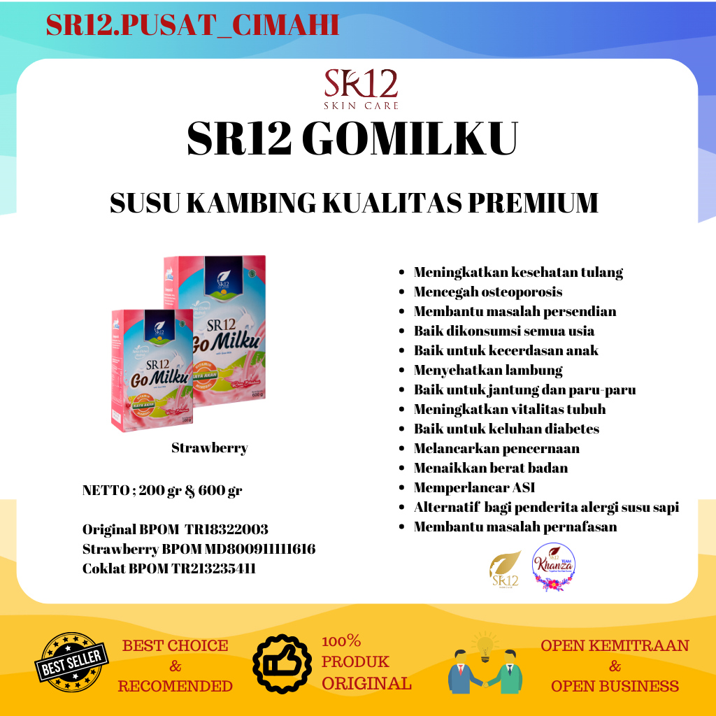 

SR12 GOMILKU STRAWBERRY SR12/ SUSU KAMBING PREMIUM BUBUK INSTAN RASA STRAWBERRY/ SUSU KAMBING