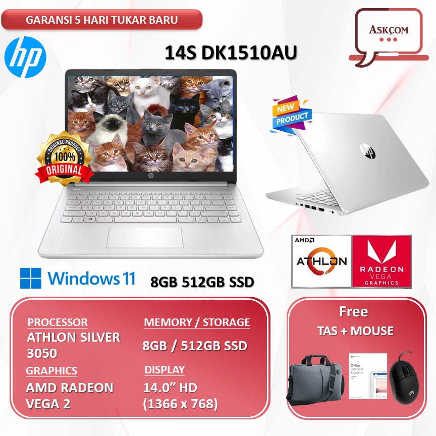 Laptop HP 14S RYZEN 3 3250 RAM 16GB 512GB SSD VEGA 3 OHS 14.0FHD IPS BLIT W11 FQ0593AU/FQ0562AU/FQ0564AU