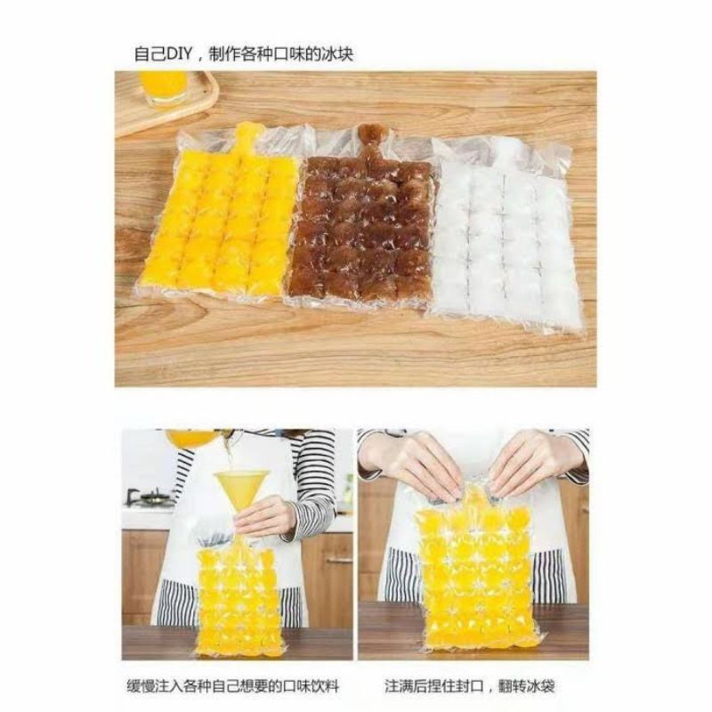 Kantong Plastik Cetakan Es Batu Isi 10 Pcs / Disposable Ice Making Bag Food Grade