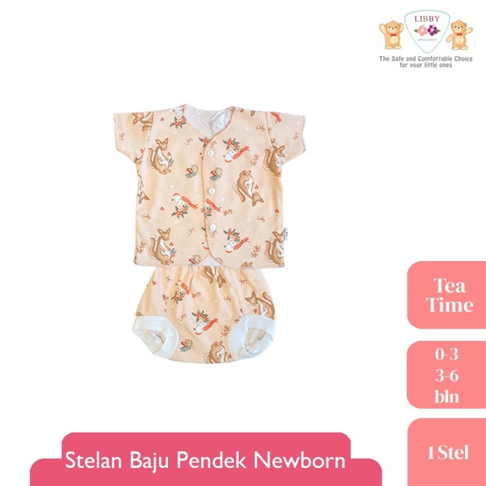 LIBBY SETELAN LENGAN PENDEK KANCING DEPAN TEATIME NEWBORN