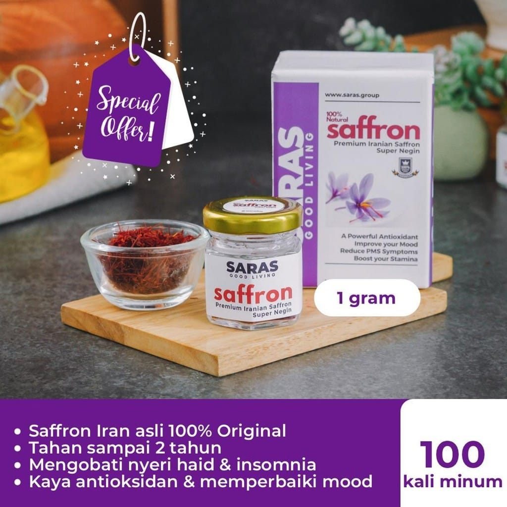 

SAFFRON IRAN 1 Gram HELAI PANJANG Grade A++ Finest Quality