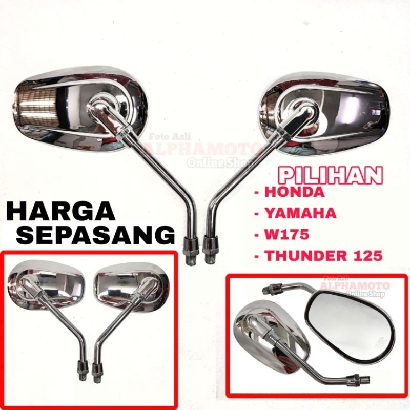 spion oval classic retro chrome w175 cb100 c70 thunder genio kaca cb verza japstyle chopper klasik