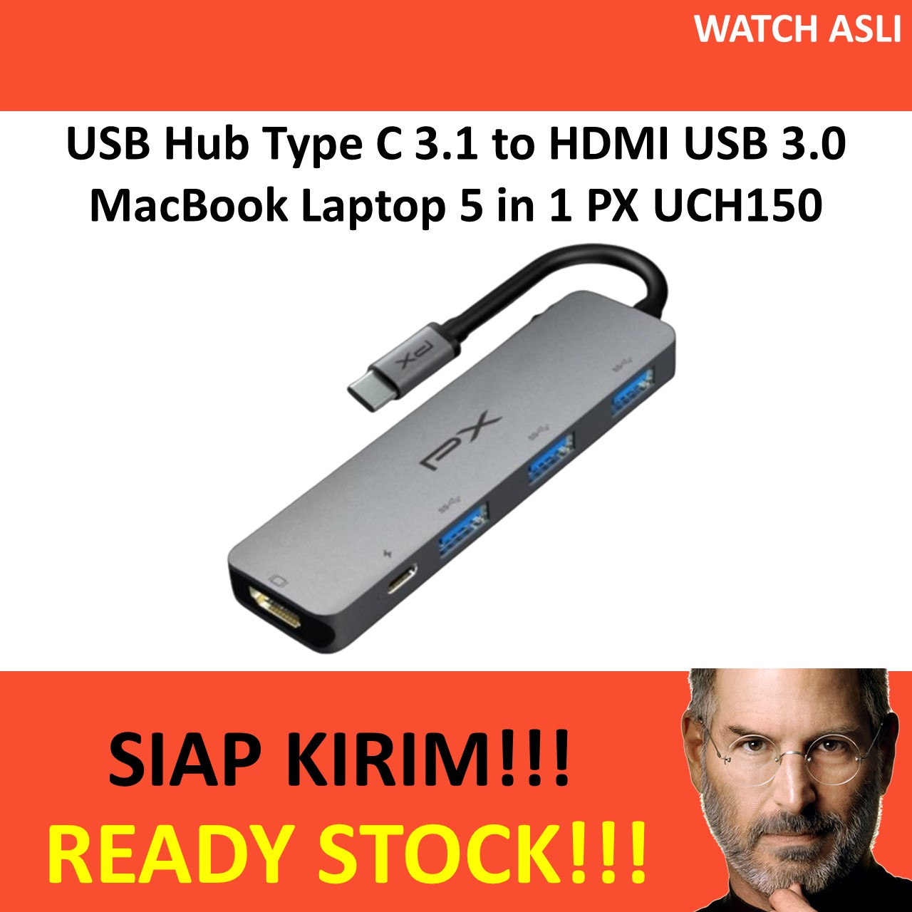 USB Hub Type C 3.1 to HDMI USB 3.0 MacBook Laptop 5 in 1 PX UCH150