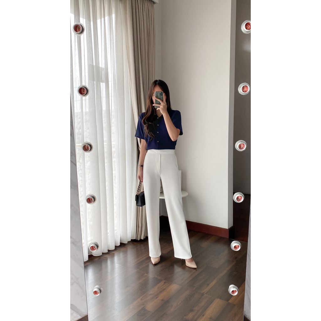 bridget pants off white (bukan scuba) culotte kulot lurus highwaist premium best seller