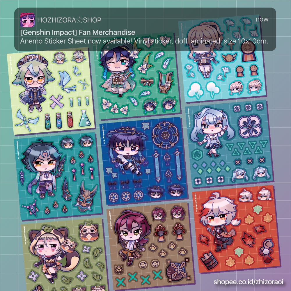 

GENSHIN IMPACT - ANEMO Kisscut Sticker Sheet