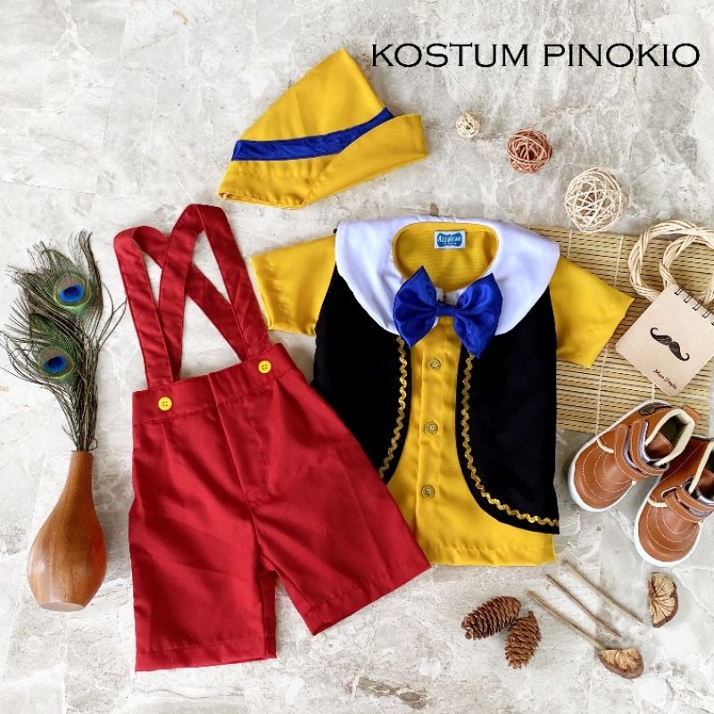 kostum pinokio anak/setelan pinokio/baju pinonkio anak dan dewasa/kostum pinokio dewasa