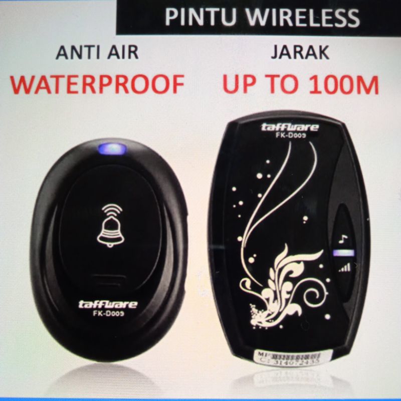 taffware bel pintu wireless doorbell waterproof bell rumah led