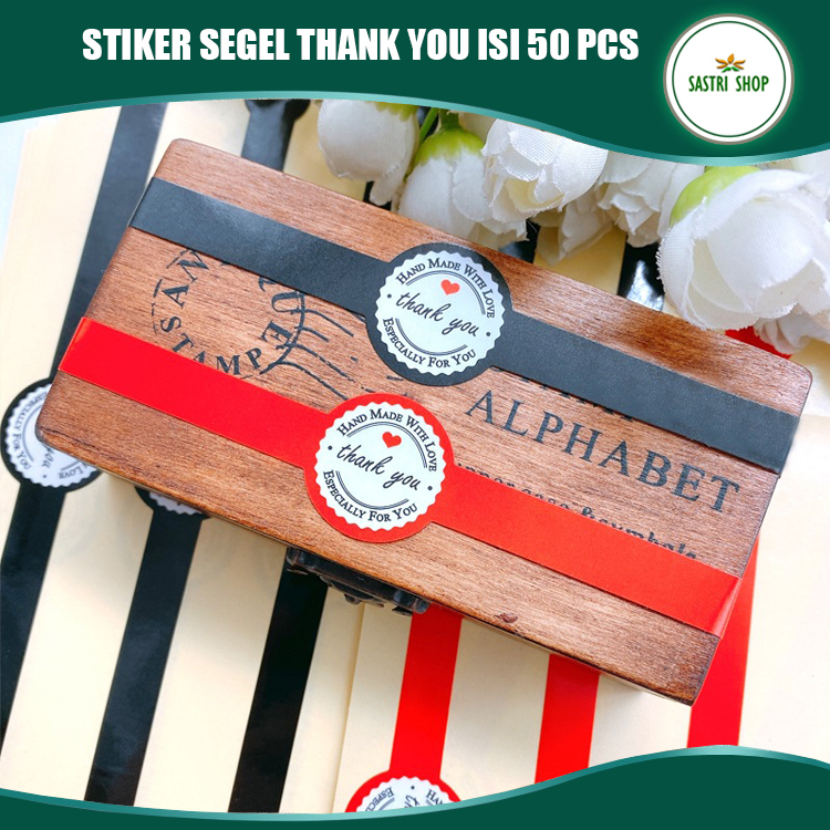 

Stiker Segel Thank You - Hand Made With Love Isi 50 pcs Stiker Label Murah!