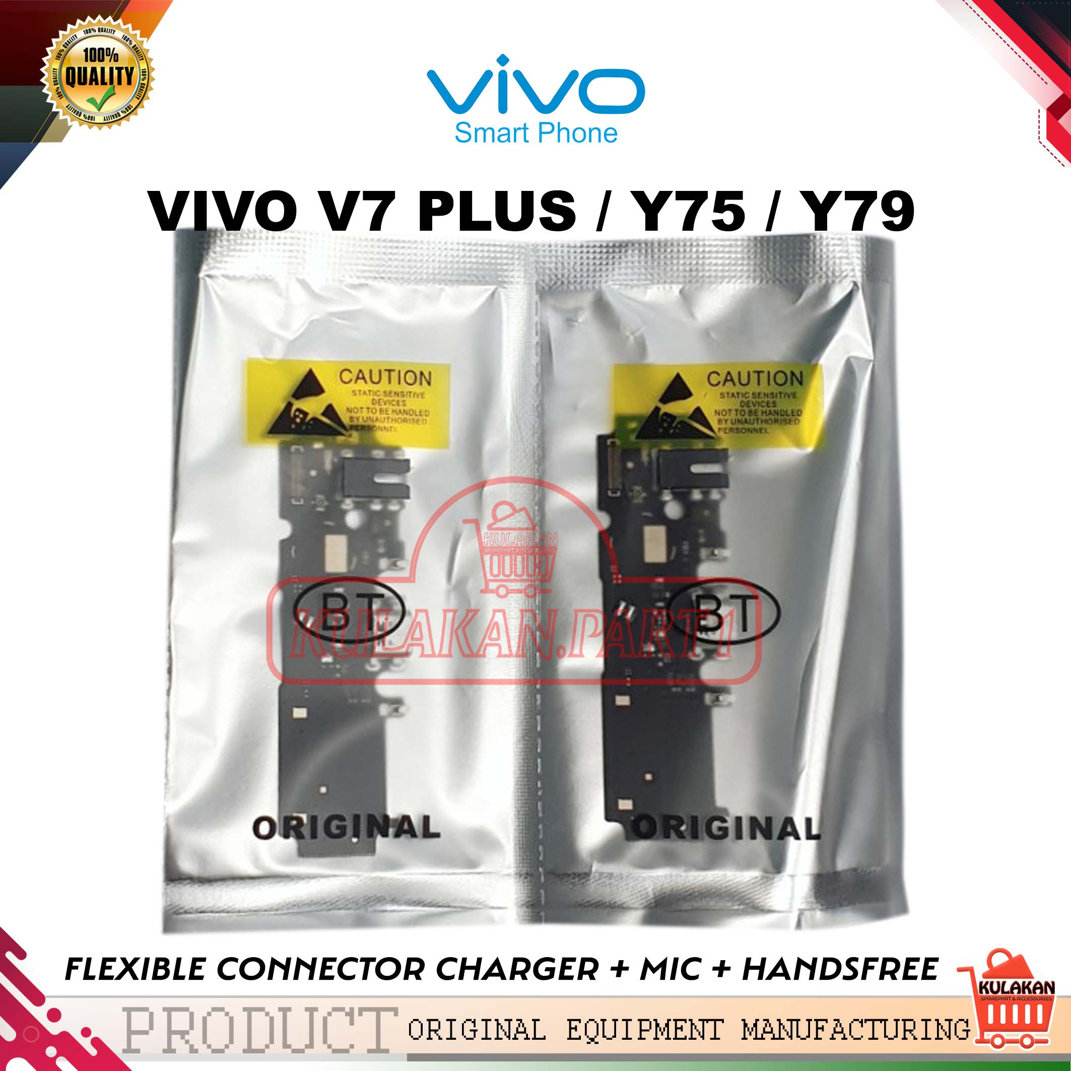 FLEXIBLE CONNECTOR CHARGER PAPAN PCB CAS + MIC + HANDSFREE VIVO V7 PLUS / Y75 / Y79 NEW ORIGINAL