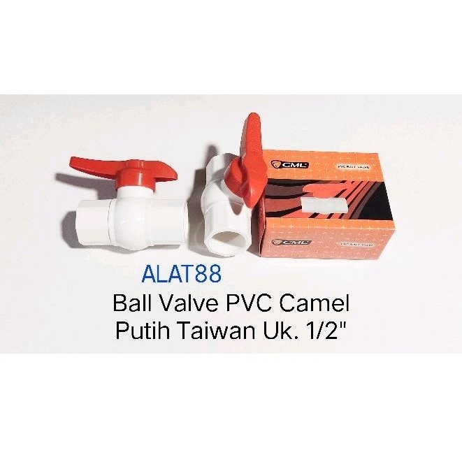 ball valve pvc model taiwan putih uk. 1/2" / stop kran pvc camel putih 1/2 inch / tebal ballvalve uk