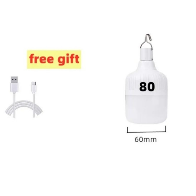 Lampu bohlam LED bulb 80W 80 Watt W 80watt bisa di gantung digantung cas recas dicas isi ulang anti 