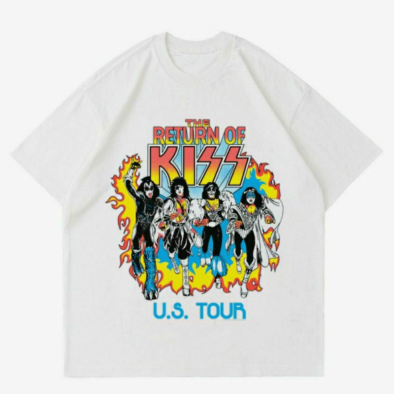 BAJU BAND KISS "THE RETURN OFF KISS" | T-SHIRT BAND KISS WHITE | KAOS BAND KISS VINTAGE | BAJU KAOS 