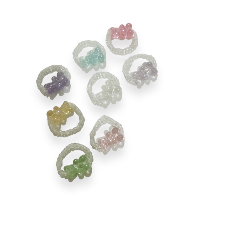 Cincin Beads Elastis Gummy Bear Beruang Fashion Ring Elastic