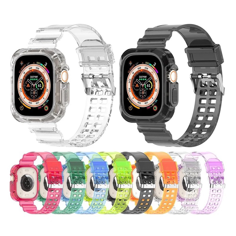 Bisa COD Tali Transparan strap untuk watch T500 T55 T500plus iwatch HW22 42mm 44mm Glacier Tali jamtangan smartwatch Ultra 49mm